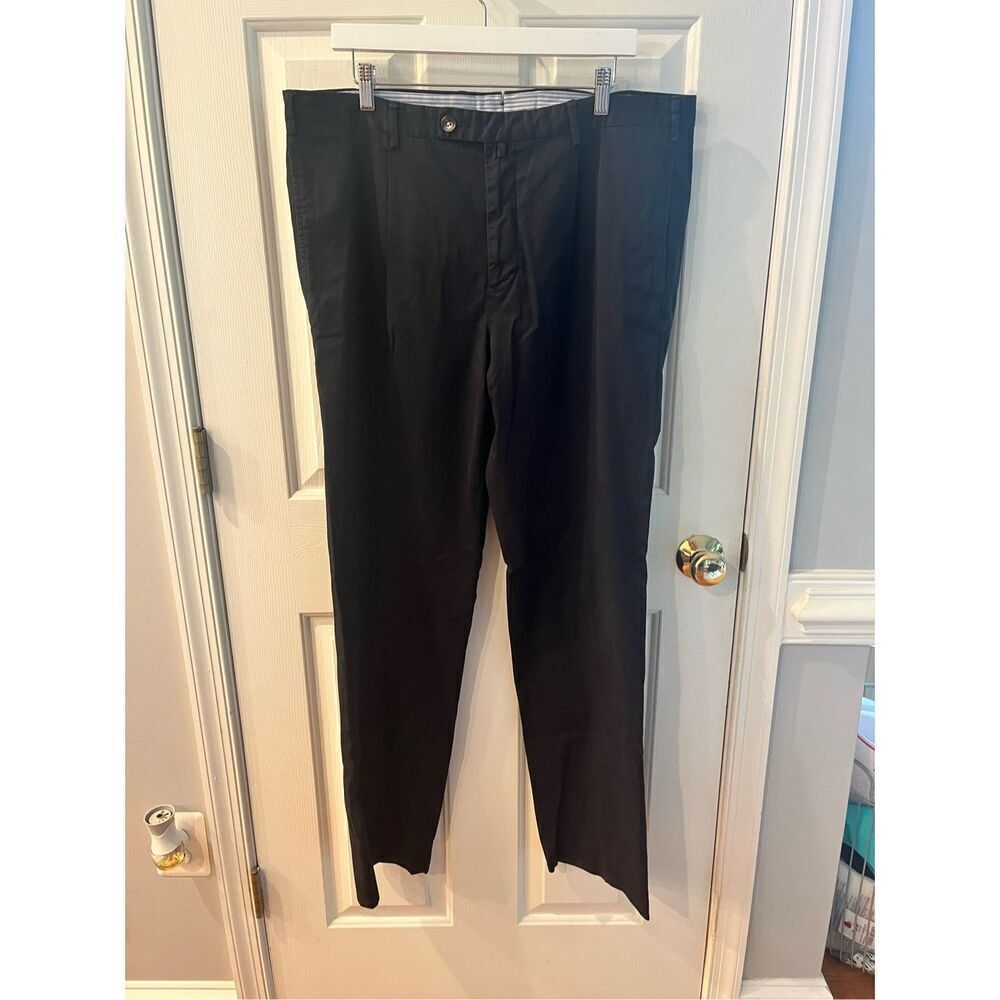 Faconnable Black Flat Front Chino Pants sz 38 EUC